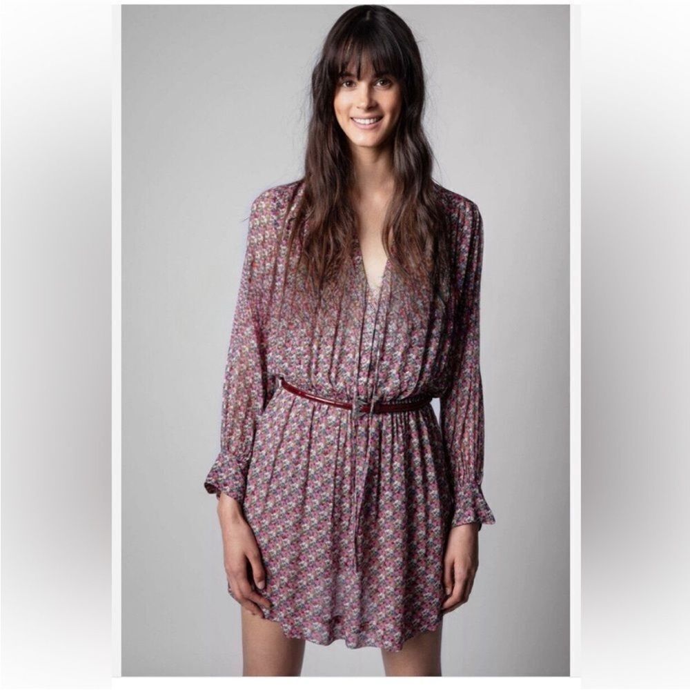 Zadig & Voltaire Floral Mini Dress in Purple and Red, L